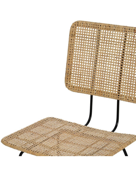 Chaise moderne en Rotin Naturel Cannage Métal Noir Olite - 5