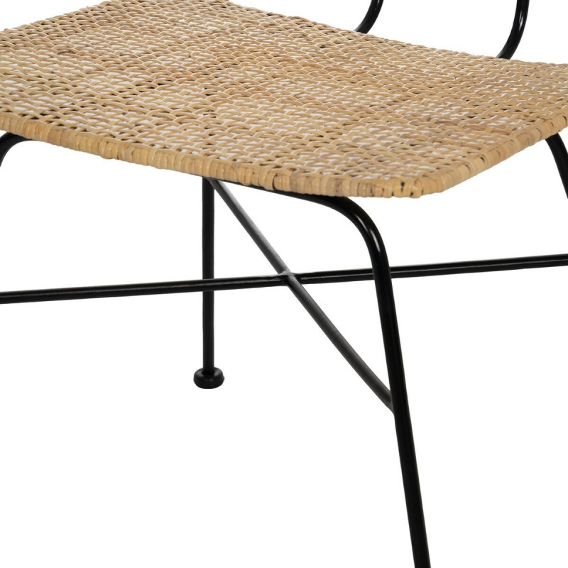 Chaise moderne en Rotin Naturel Cannage Métal Noir Olite - 7
