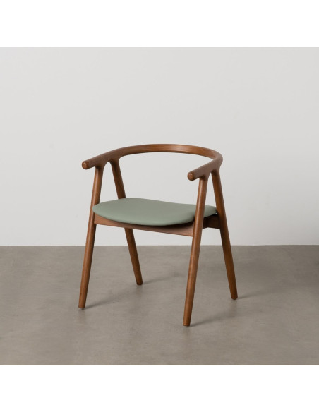 Fauteuil de table mid-century moderne en Bois d'orme Marron Polyuréthane Vert Nyora - 8