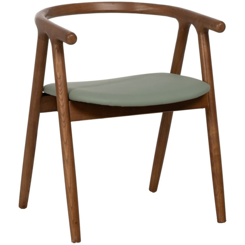 Fauteuil de table mid-century moderne en Bois d'orme Marron Polyuréthane Vert Nyora - 1