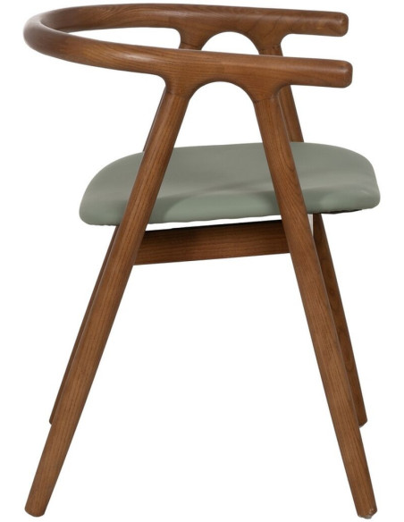 Fauteuil de table mid-century moderne en Bois d'orme Marron Polyuréthane Vert Nyora - 2