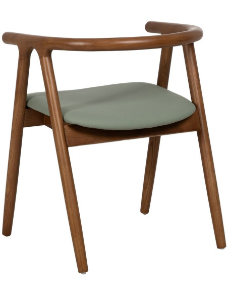 Fauteuil de table mid-century moderne en Bois d'orme Marron Polyuréthane Vert Nyora - 3