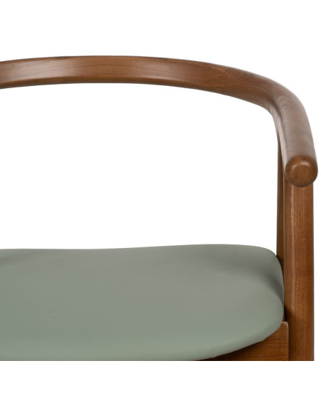 Fauteuil de table mid-century moderne en Bois d'orme Marron Polyuréthane Vert Nyora - 4