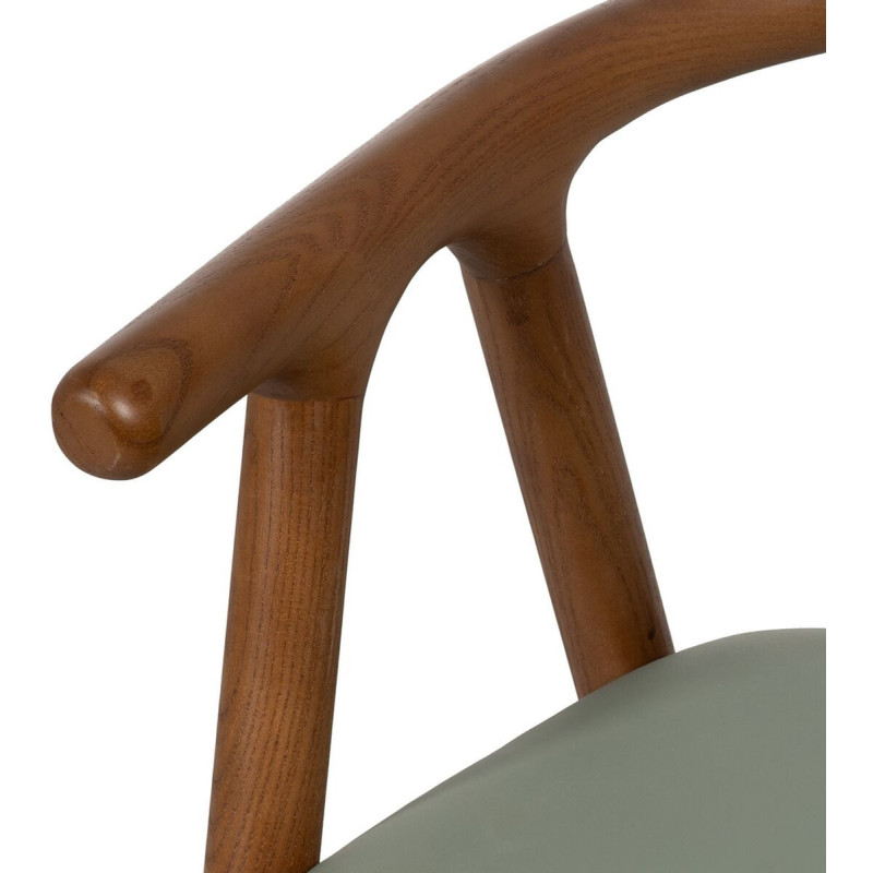 Fauteuil de table mid-century moderne en Bois d'orme Marron Polyuréthane Vert Nyora - 5