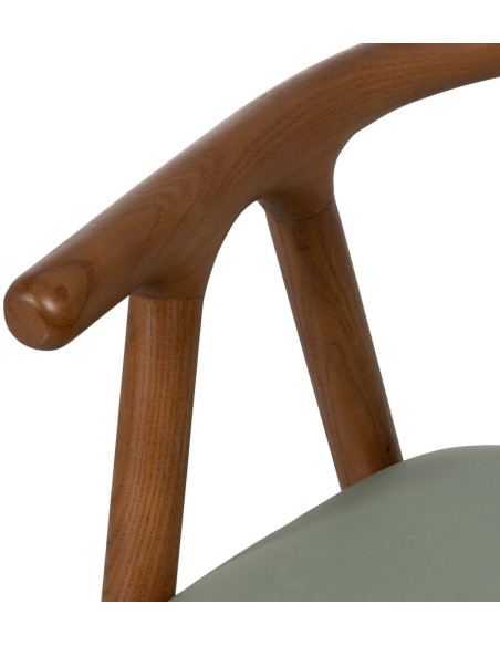 Fauteuil de table mid-century moderne en Bois d'orme Marron Polyuréthane Vert Nyora - 5