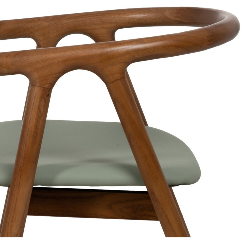 Fauteuil de table mid-century moderne en Bois d'orme Marron Polyuréthane Vert Nyora - 6