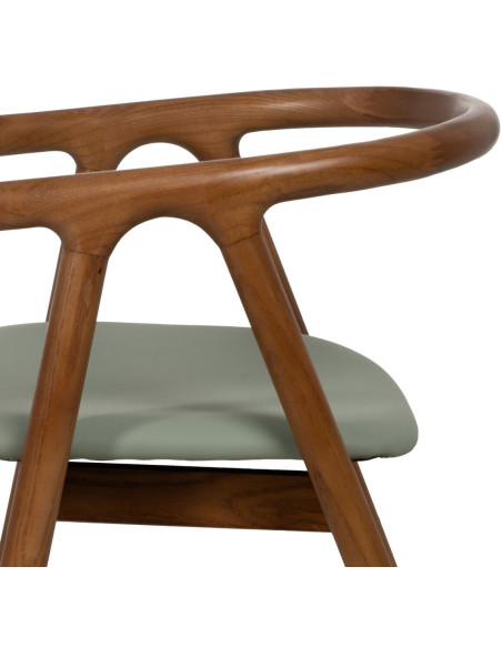 Fauteuil de table mid-century moderne en Bois d'orme Marron Polyuréthane Vert Nyora - 6
