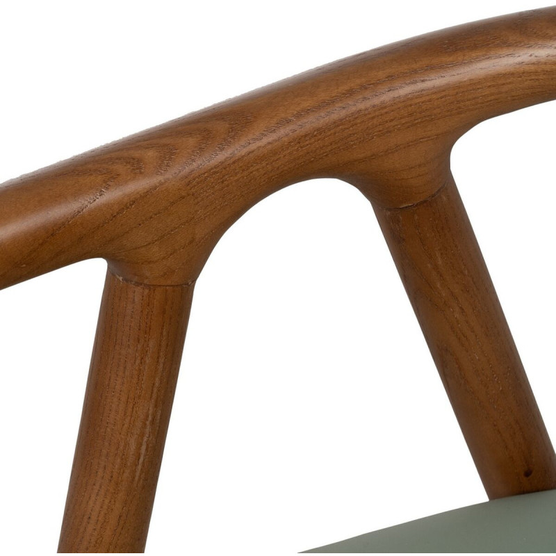 Fauteuil de table mid-century moderne en Bois d'orme Marron Polyuréthane Vert Nyora - 7