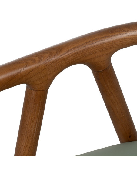 Fauteuil de table mid-century moderne en Bois d'orme Marron Polyuréthane Vert Nyora - 7