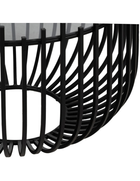 Table basse moderne Ronde en Verre Transparent Métal Noir Laudio (Lot de 2) - 5