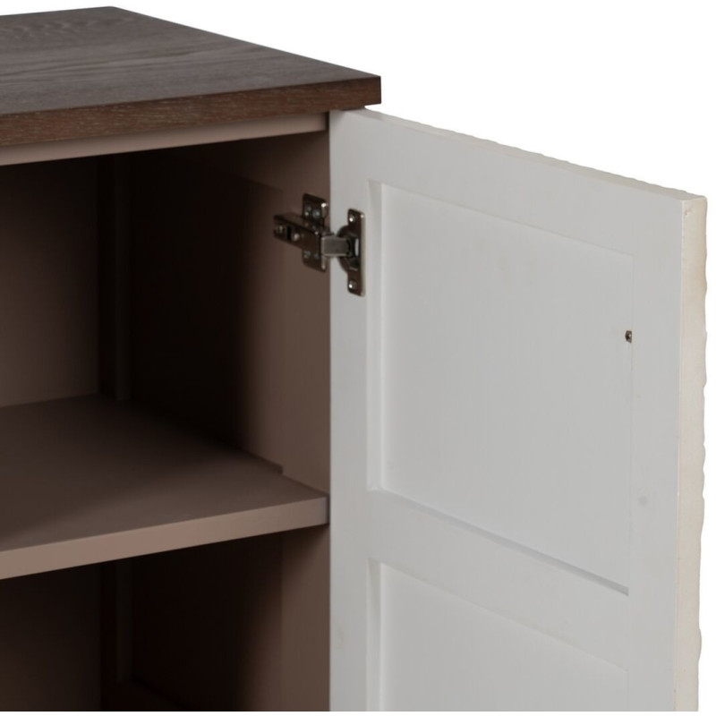 Petit Buffet moderne Bas 1 porte 3 tiroirs en Bois de pin Bois MDF Marron Blanc Motif fleurs Manacor - 5