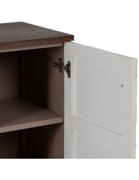 Petit Buffet moderne Bas 1 porte 3 tiroirs en Bois de pin Bois MDF Marron Blanc Motif fleurs Manacor - 5