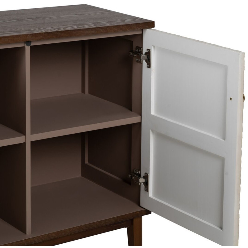 Buffet moderne Bas 3 portes en Bois de pin Bois MDF Marron Blanc Motif fleurs Manacor - 6