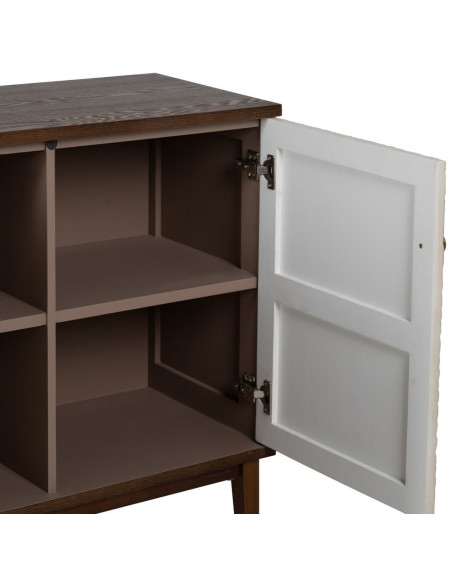 Buffet moderne Bas 3 portes en Bois de pin Bois MDF Marron Blanc Motif fleurs Manacor - 6