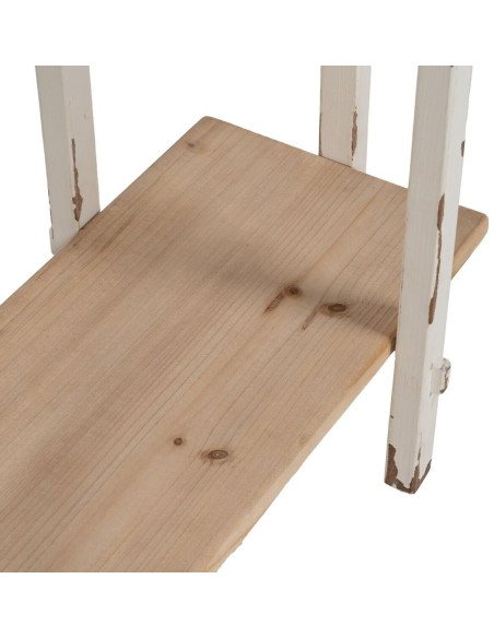 Grande Console Campagne chic Rectangulaire 1 étagère en Bois de sapin Blanc crème Vieilli Naturel Formentera - 4