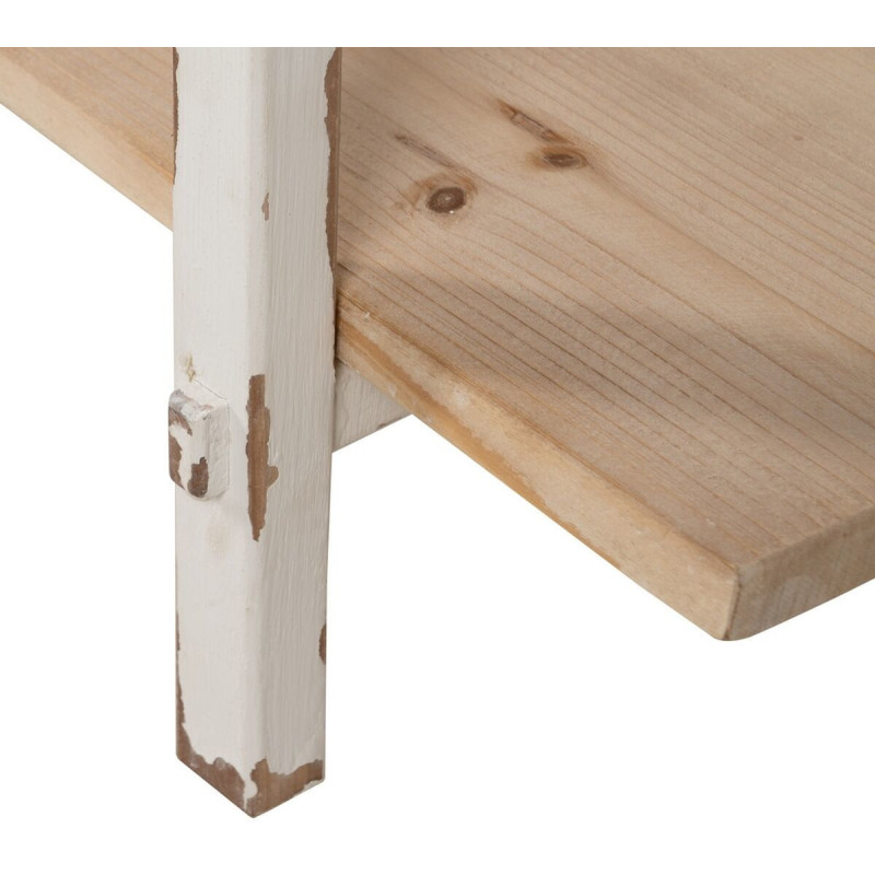 Grande Console Campagne chic Rectangulaire 1 étagère en Bois de sapin Blanc crème Vieilli Naturel Formentera - 8