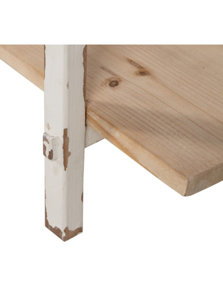 Grande Console Campagne chic Rectangulaire 1 étagère en Bois de sapin Blanc crème Vieilli Naturel Formentera - 8