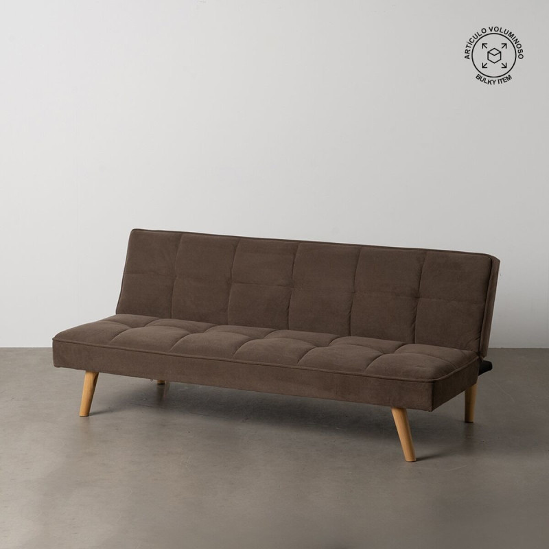 Grand Canapé moderne Convertible 3 places en Tissu Taupe Bois Naturel Cervo - 2