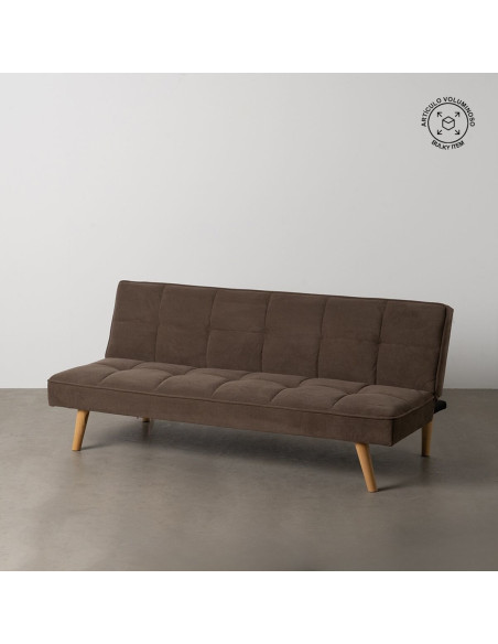 Grand Canapé moderne Convertible 3 places en Tissu Taupe Bois Naturel Cervo - 2