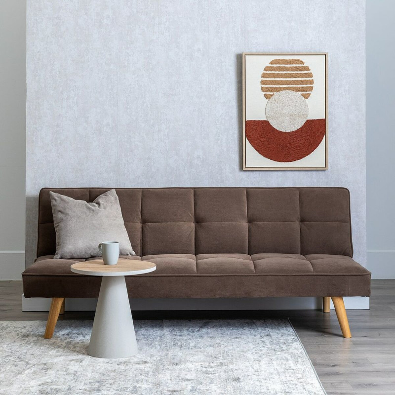 Grand Canapé moderne Convertible 3 places en Tissu Taupe Bois Naturel Cervo - 3