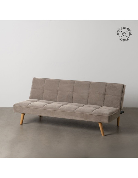 Grand Canapé moderne Convertible 3 places en Tissu Beige Bois Naturel Cervo - 2