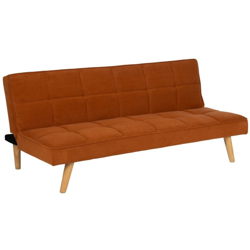 Grand Canapé moderne Convertible 3 places en Tissu Terracotta Bois Naturel Cervo - 1