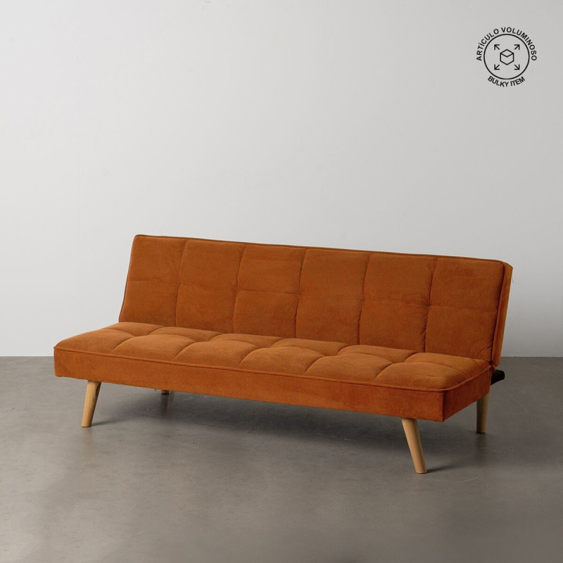 Grand Canapé moderne Convertible 3 places en Tissu Terracotta Bois Naturel Cervo - 2