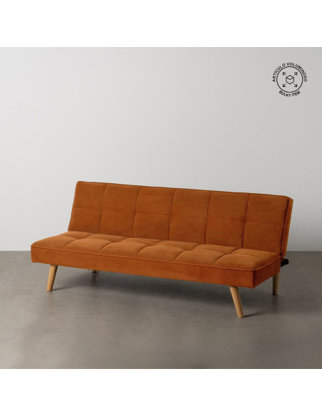 Grand Canapé moderne Convertible 3 places en Tissu Terracotta Bois Naturel Cervo - 2