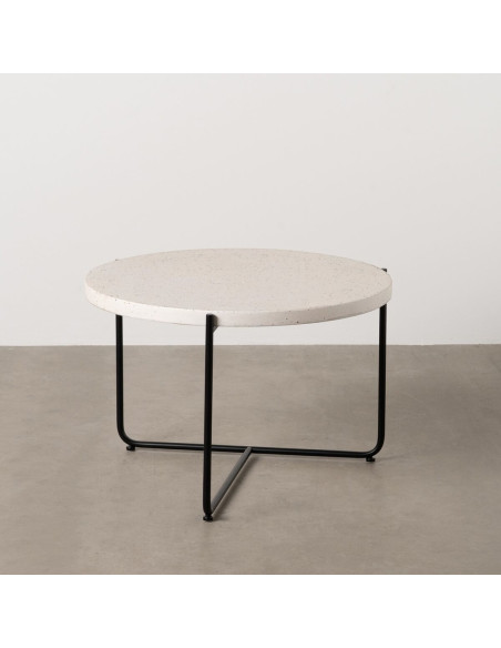 Table basse moderne chic Ronde en Fibre de magnésium Fibre de verre Blanc Effet terrazzo Noir Guimar - 8