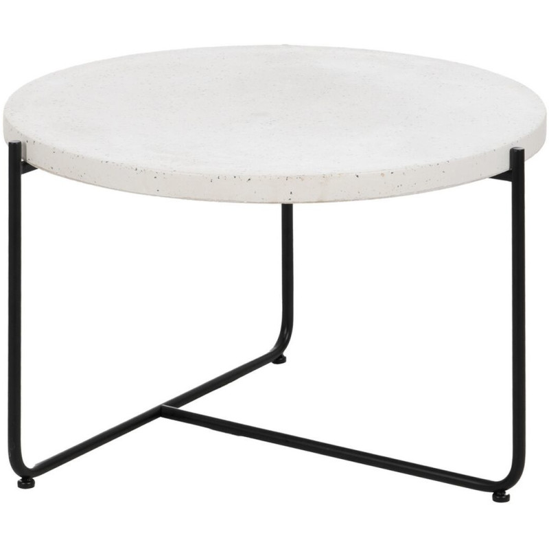 Table basse moderne chic Ronde en Fibre de magnésium Fibre de verre Blanc Effet terrazzo Noir Guimar - 1