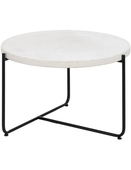 Table basse moderne chic Ronde en Fibre de magnésium Fibre de verre Blanc Effet terrazzo Noir Guimar - 1