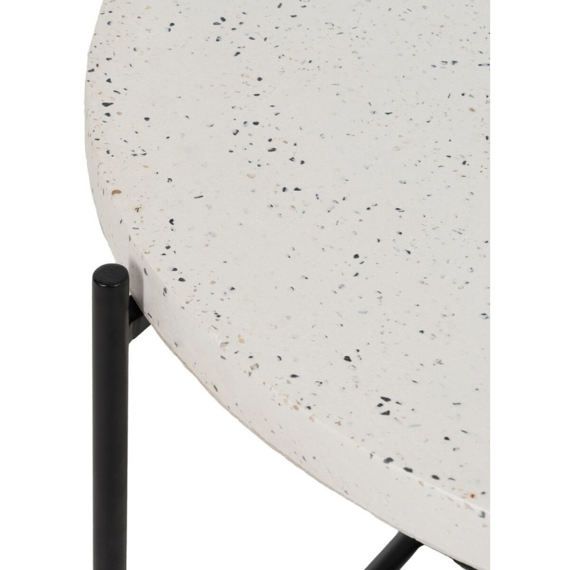 Table basse moderne chic Ronde en Fibre de magnésium Fibre de verre Blanc Effet terrazzo Noir Guimar - 2
