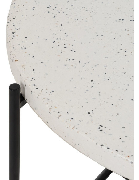 Table basse moderne chic Ronde en Fibre de magnésium Fibre de verre Blanc Effet terrazzo Noir Guimar - 2