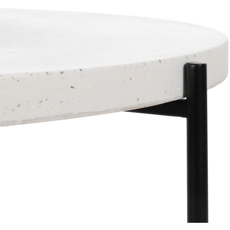 Table basse moderne chic Ronde en Fibre de magnésium Fibre de verre Blanc Effet terrazzo Noir Guimar - 4