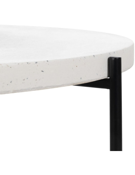 Table basse moderne chic Ronde en Fibre de magnésium Fibre de verre Blanc Effet terrazzo Noir Guimar - 4