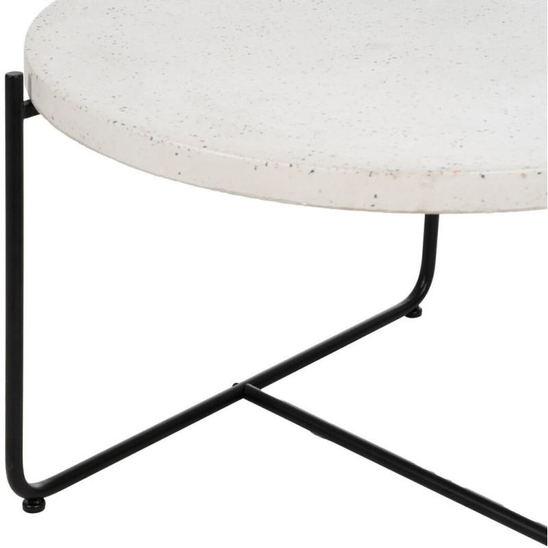 Table basse moderne chic Ronde en Fibre de magnésium Fibre de verre Blanc Effet terrazzo Noir Guimar - 5