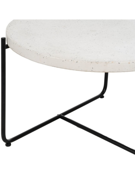 Table basse moderne chic Ronde en Fibre de magnésium Fibre de verre Blanc Effet terrazzo Noir Guimar - 5
