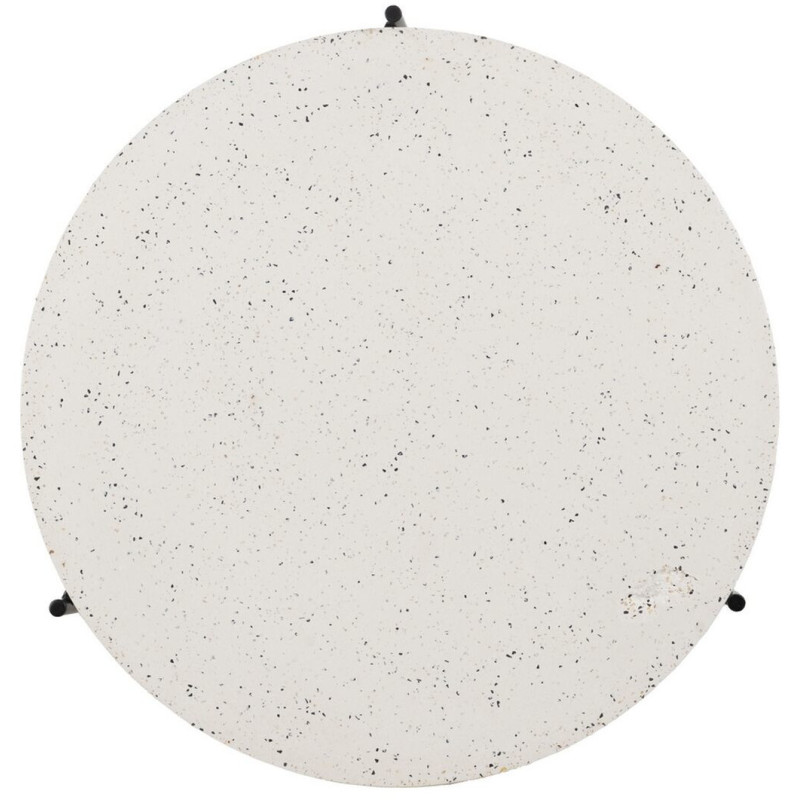 Table basse moderne chic Ronde en Fibre de magnésium Fibre de verre Blanc Effet terrazzo Noir Guimar - 6