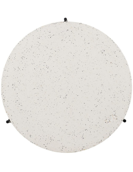 Table basse moderne chic Ronde en Fibre de magnésium Fibre de verre Blanc Effet terrazzo Noir Guimar - 6