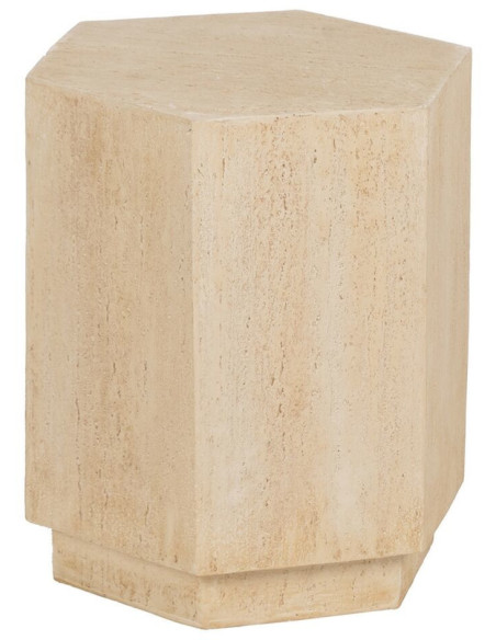 Table d'appoint moderne Hexagonale en Fibre de magnésium Fibre de verre Beige Novelda - 1