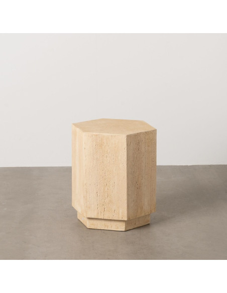 Table d'appoint moderne Hexagonale en Fibre de magnésium Fibre de verre Beige Novelda - 2