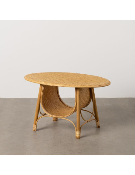 Table basse vintage Ovale 1 niche en Bambou Naturel Tressé Ratan - 2