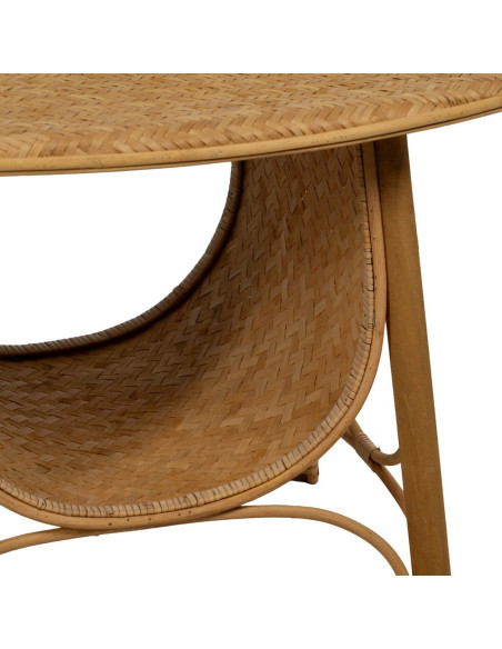 Table basse vintage Ovale 1 niche en Bambou Naturel Tressé Ratan - 6