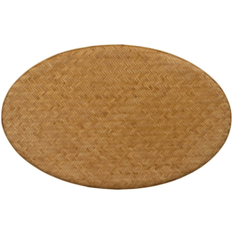 Table basse vintage Ovale 1 niche en Bambou Naturel Tressé Ratan - 8