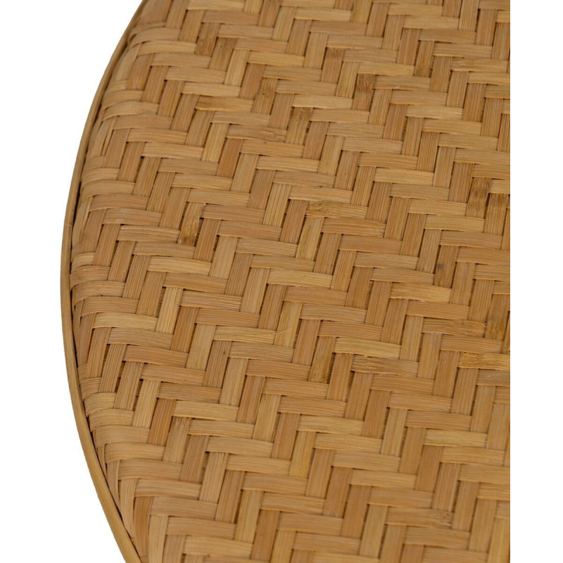 Table basse vintage Ronde 1 niche en Bambou Naturel Tressé Ratan - 3