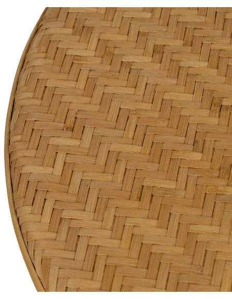 Table basse vintage Ronde 1 niche en Bambou Naturel Tressé Ratan - 3