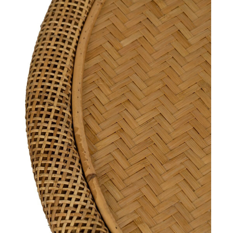 Table d'appoint vintage Ronde en Bambou Naturel Cannage Ratan - 3