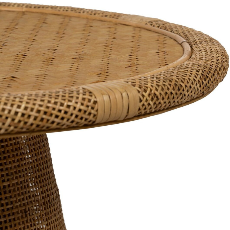 Table d'appoint vintage Ronde en Bambou Naturel Cannage Ratan - 4