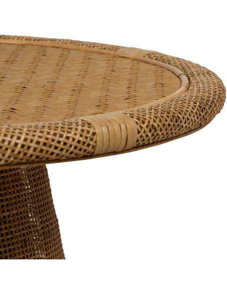 Table d'appoint vintage Ronde en Bambou Naturel Cannage Ratan - 4