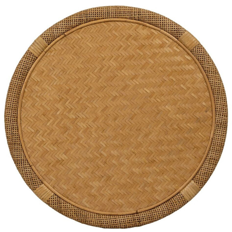 Table d'appoint vintage Ronde en Bambou Naturel Cannage Ratan - 6
